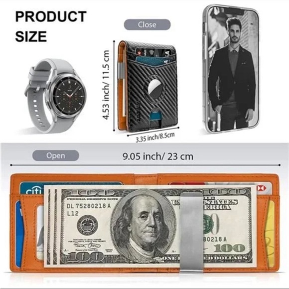 New AirTag Wallet Holder with Money Clip, Air Tag Wallet - Picture 3 of 8